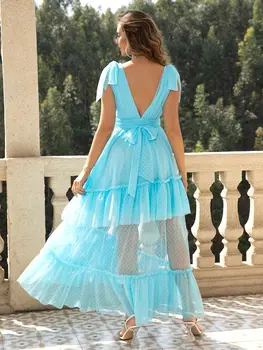 Сексуальное прозрачное летнее платье макси для женщин 2024, элегантное повседневное сетчатое платье на день рождения с открытой спиной, женские вечерние платья vestidos 1