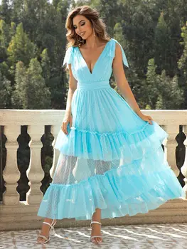 Сексуальное прозрачное летнее платье макси для женщин 2024, элегантное повседневное сетчатое платье на день рождения с открытой спиной, женские вечерние платья vestidos 3
