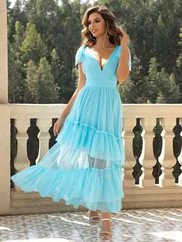 Сексуальное прозрачное летнее платье макси для женщин 2024, элегантное повседневное сетчатое платье на день рождения с открытой спиной, женские вечерние платья vestidos 5