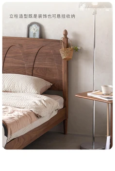 Скандинавская кровать из массива дерева, мебель из североамериканского черного ореха, главная спальня, двуспальная кровать в стиле ретро 1,5/1,8 метра 2