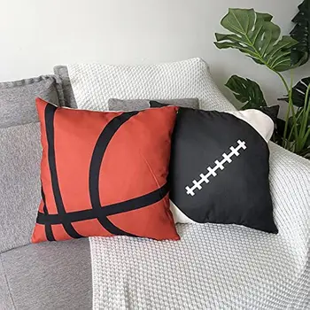 Современный льняной квадратный чехол для подушки 45x45, декоративный диван с баскетбольным рисунком, наволочка с принтом, осеннее украшение