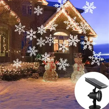 Солнечный светодиодный проектор, движущаяся снежинка, диско-лампа, водонепроницаемая Рождественская сценическая лампа, наружное садовое ландшафтное освещение