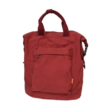 Сумка через плечо большой емкости Простой холщовый рюкзак С регулируемыми ремнями Школьная сумка 1