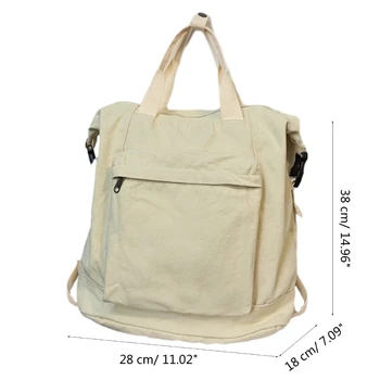 Сумка через плечо большой емкости Простой холщовый рюкзак С регулируемыми ремнями Школьная сумка 4