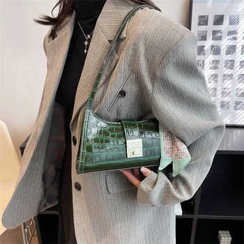 Сумки на одно плечо для женщин, модные винтажные сумки с каменным узором, кожаные сумки для подмышек, модный дизайн женской сумки и портмоне 1
