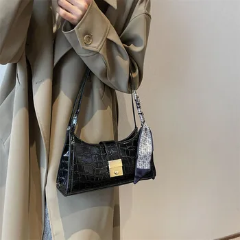 Сумки на одно плечо для женщин, модные винтажные сумки с каменным узором, кожаные сумки для подмышек, модный дизайн женской сумки и портмоне 2