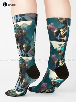 Тренировочные носки Excalibur Mech Socks Мужские Персонализированные Изготовленные на Заказ Унисекс Носки для взрослых подростков и молодежи На заказ Подарочные 360 ° Цифровая печать 1