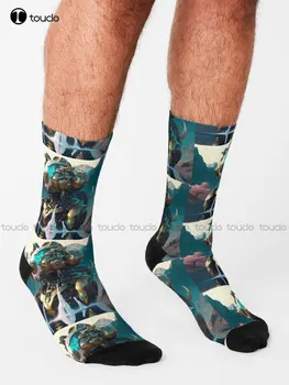 Тренировочные носки Excalibur Mech Socks Мужские Персонализированные Изготовленные на Заказ Унисекс Носки для взрослых подростков и молодежи На заказ Подарочные 360 ° Цифровая печать 2
