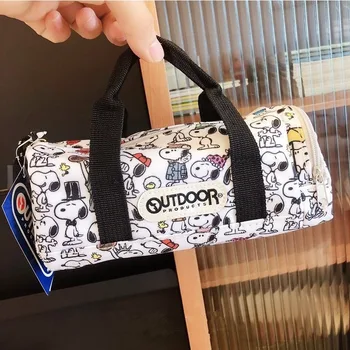 Холщовая сумка для ручек Snoopy, персонализированная креативная мультяшная сумка для ручек большой емкости, косметичка для девочек, сумка для хранения канцелярских принадлежностей для мальчиков 3