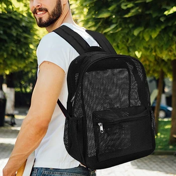 Черный сетчатый рюкзак, удобный дышащий рюкзак большой емкости, модная спортивная дорожная сумка 2