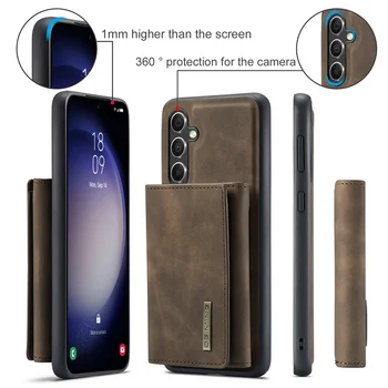 Чехол-бумажник DG.Ming для Samsung Galaxy S23 S22 S21 S20 Ultra FE из ретро-кожи, съемный на магнитах, с трехстворчатым держателем кошелька 3