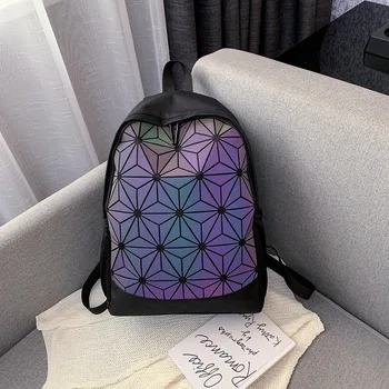 Школьная сумка, рюкзак, многоцелевая сумка для ноутбука, геометрические блики, отражающие свет, Модный рюкзак для пригородных поездок большой емкости Оптом 2