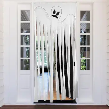Шторы с летающим Призраком на Хэллоуин Шторы с рисунком Призрака на двери и окне Многоразового использования Шторы на входной двери на Хэллоуин Декор для вечеринки в баре 1