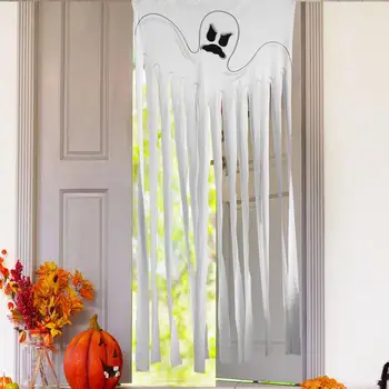 Шторы с летающим Призраком на Хэллоуин Шторы с рисунком Призрака на двери и окне Многоразового использования Шторы на входной двери на Хэллоуин Декор для вечеринки в баре 2