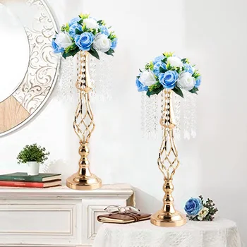 Элегантные центральные элементы стола, металлический выдолбленный твист-подсвечник с подвеской из бисера для свадьбы, дня рождения, домашнего декора 0