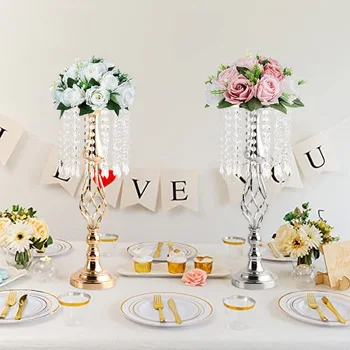 Элегантные центральные элементы стола, металлический выдолбленный твист-подсвечник с подвеской из бисера для свадьбы, дня рождения, домашнего декора 1
