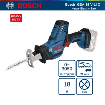 Электропила Bosch GSA 18 V-LI C Сверхмощная Аккумуляторная Сабельная Пила Деревообрабатывающие Инструменты 3050 Об/мин SDS Быстросменная Без Аккумулятора Со Светодиодом