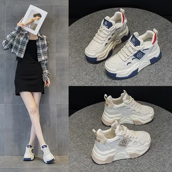 женская обувь для папы nner повышенной комфортности, осень/зима 2023, новая универсальная обувь для папы в корейском стиле на толстой подошве для студенческого досуга