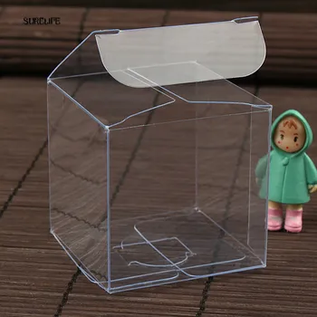 квадратные пластиковые упаковочные коробки 9 размеров Маленькая / Большая Прозрачная подарочная коробка Прозрачная коробка из ПВХ для конфет / поделок / игрушек