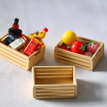миниатюрный кукольный домик из 3шт, мини-деревянная рамка для фруктов для кукольного домика 1: 12