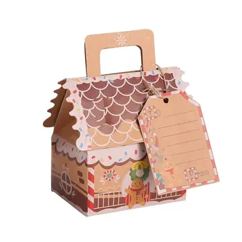 подарочная коробка для конфет в форме Рождественского домика, 4шт, Веселые Рождественские украшения для дома, Рождественский орнамент Санта-Клауса, Navidad, Новый Год 1
